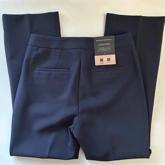 Banana Republic Pants High Rise  Crop Flare Leg Trousers Navy Blue Size 0 NWT - Picture 13 of 16